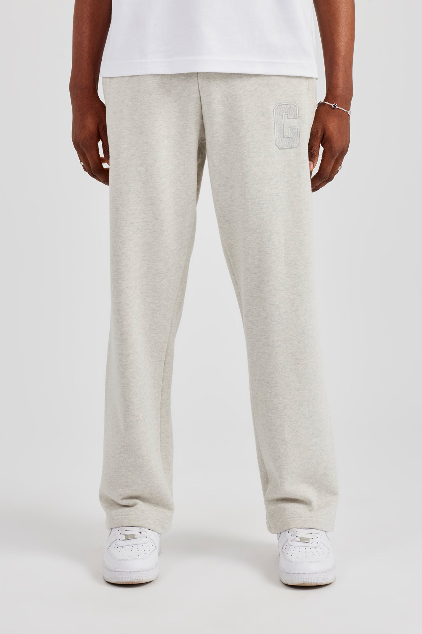 Embroidered C Straight Leg Jogger - Ash Grey